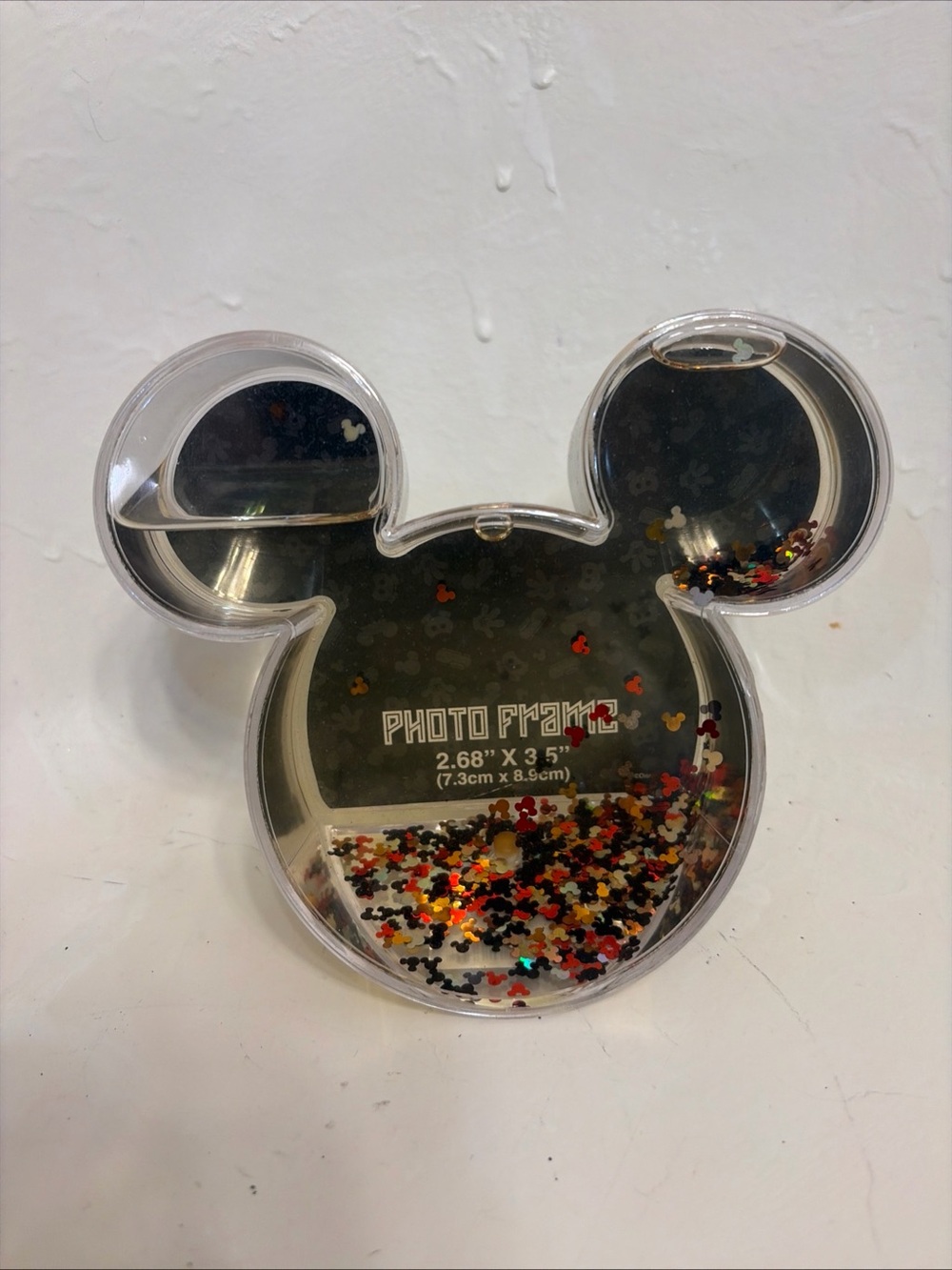 Disney Mickey Mouse Confetti Water Photo Picture Frame 2.68”x 3.5”